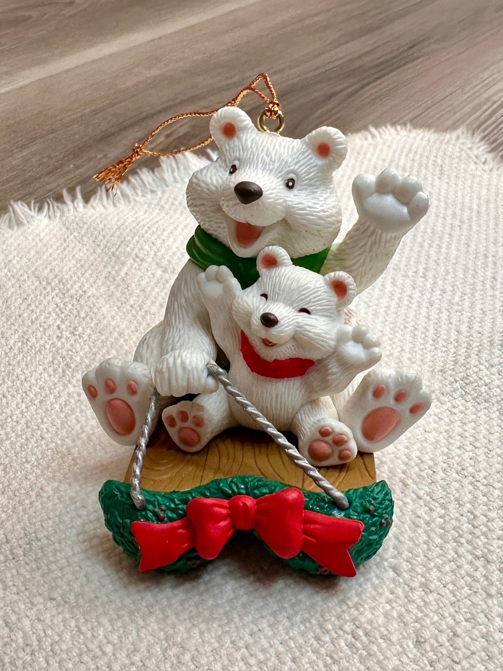Vintage 1996 Westmar Traditions Polar Bear Cub Sled Christmas Ornament